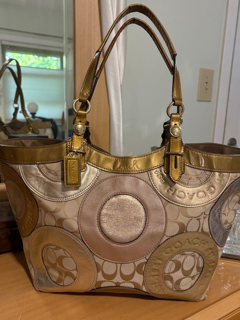 COACH CARLY TOTE - VINTAGE Y2K - PATCHWORK EMBOSSED METALLIC